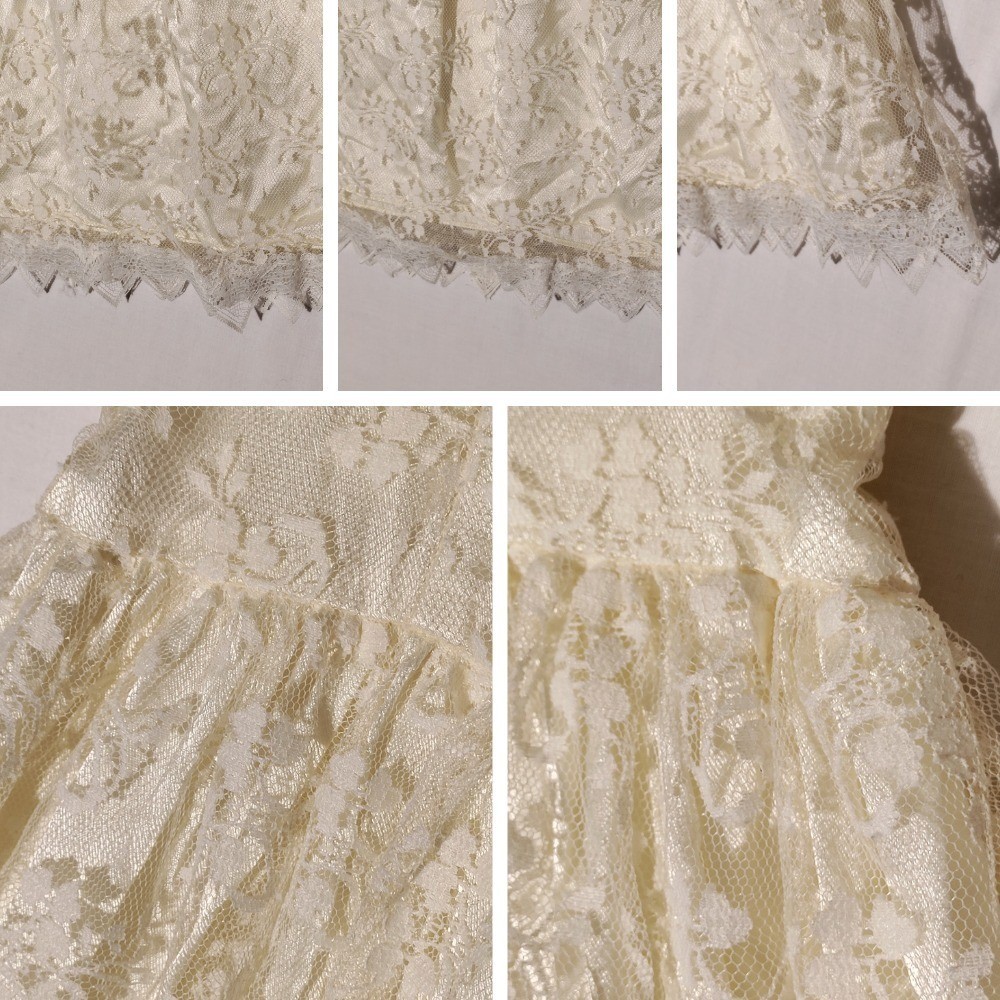 Vintage Gunne Sax Jessica McClintock Cream Lace Dress Puffed Sleeve Size 10 USA