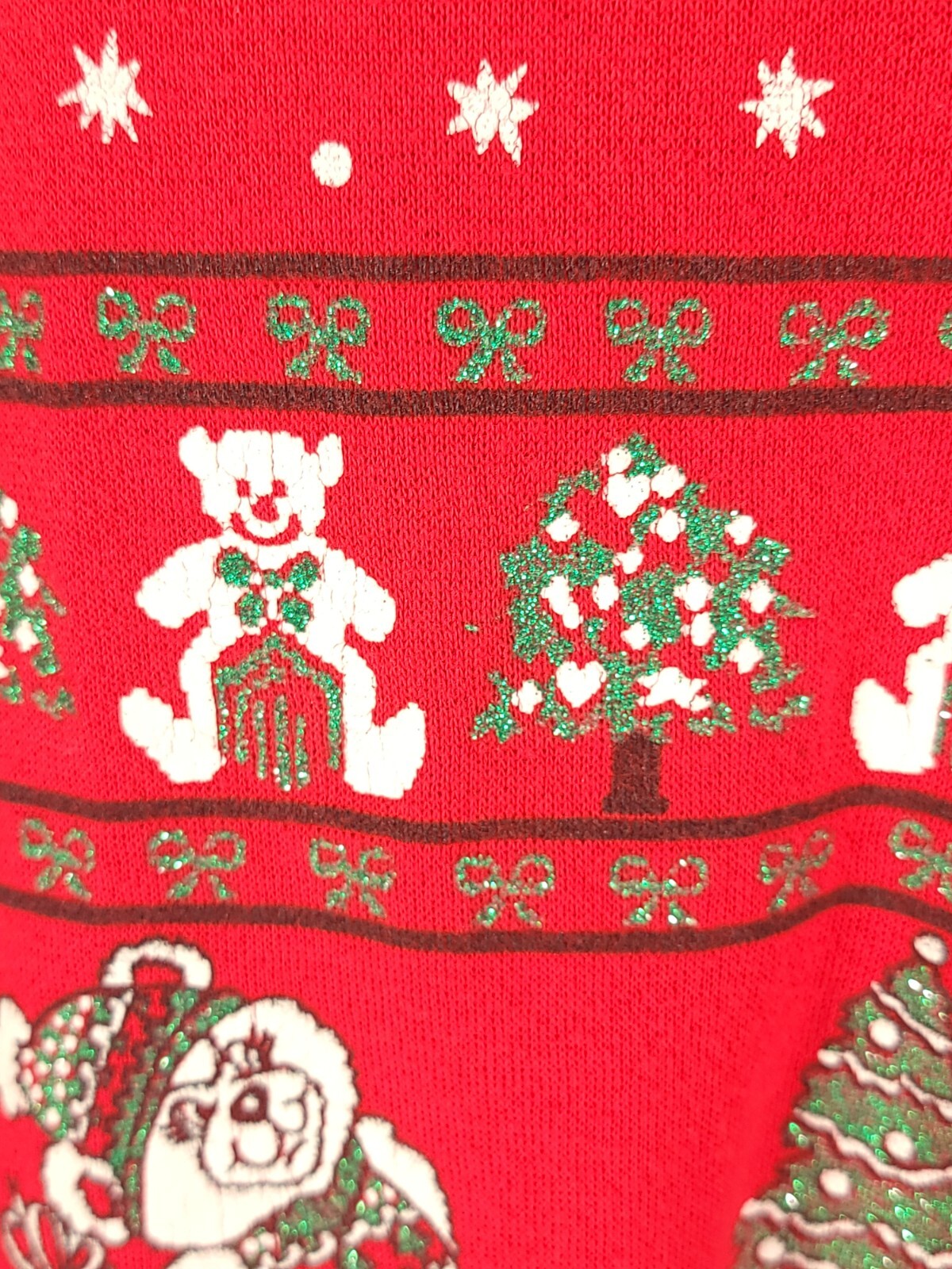 Vtg Ugly Holiday Graphic Sweatshirt Women’s Med Distressed Christmas Sky Lite