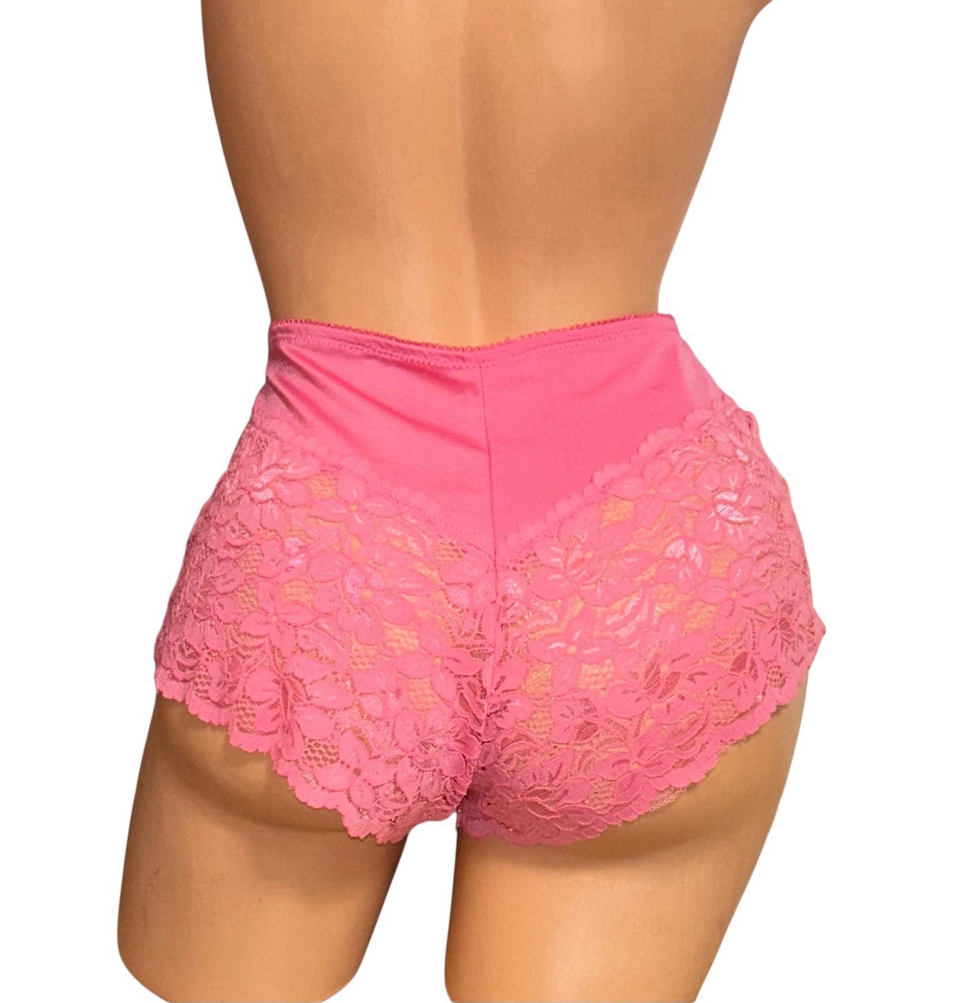 Dreamwear Pink Sheer Lace Nylon Cheeky Panties Women’s 8 NOS