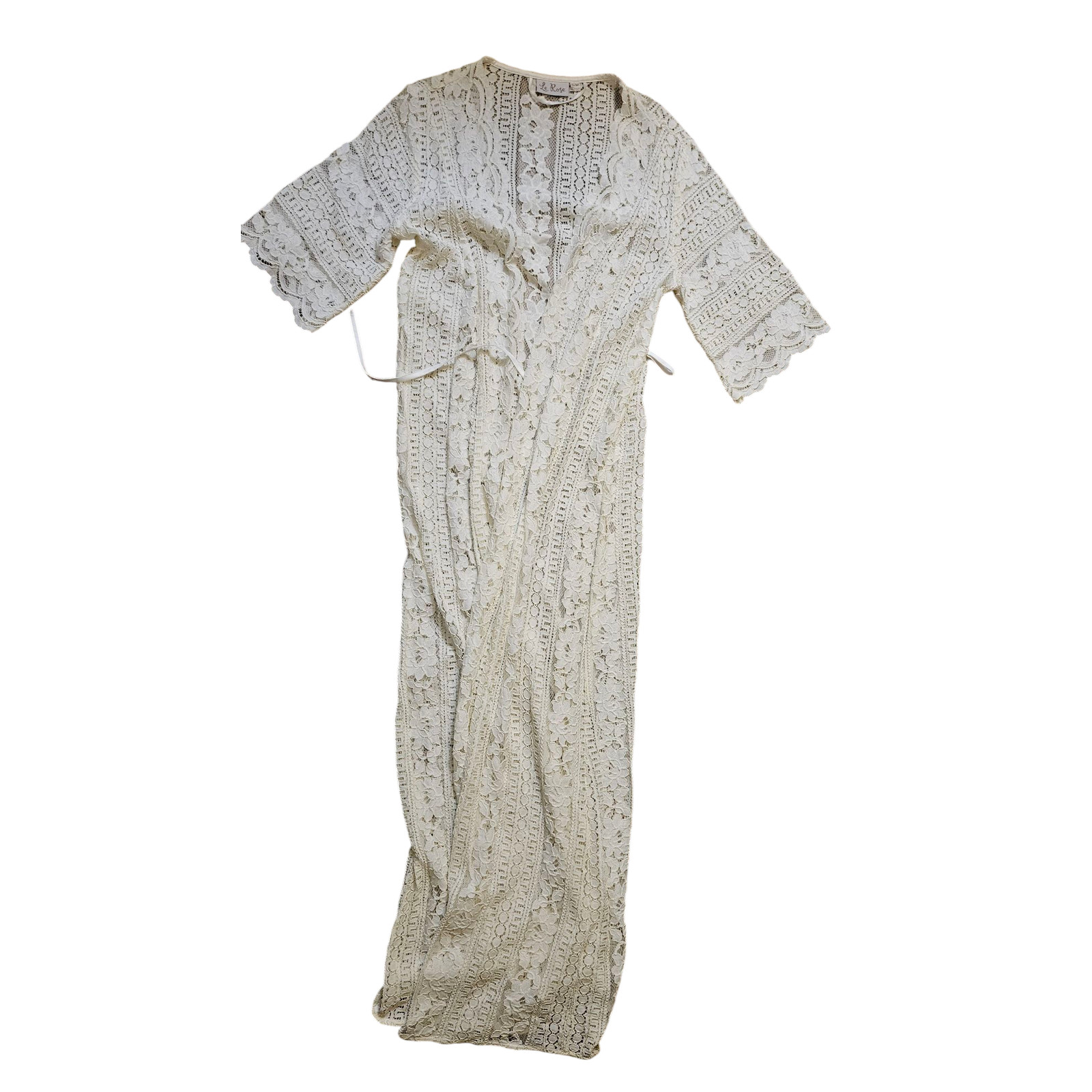 Le Rose Creme Women Vintage Lace Robe Size Small Medium