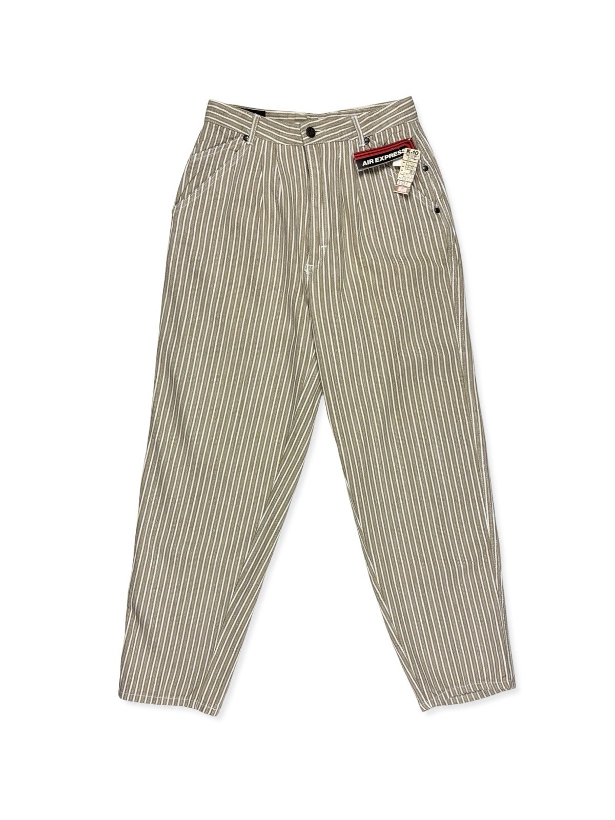 Air Express Women’s VTG 80s NEW Tan Striped High Rise Tapered Mom Pants