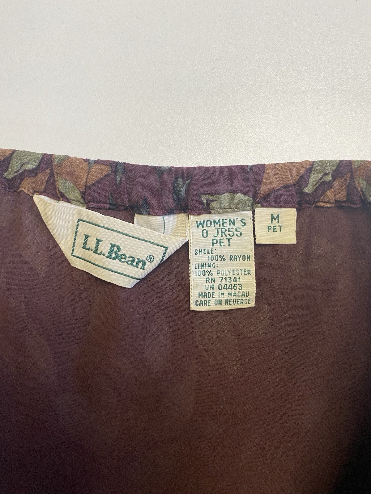 Vintage 90s LL Bean M Skirt Rayon Maxi Burgandy Provincial