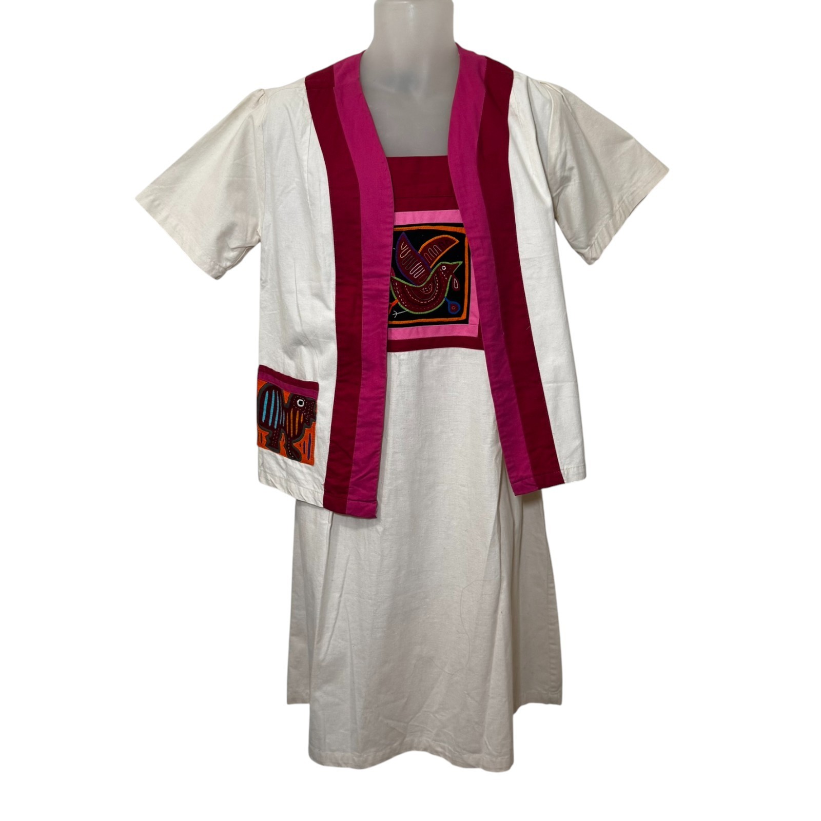 Crossroads Texas Jacket & Dress Set Mola-Style Appliqué Ethnic Art Resort Wear
