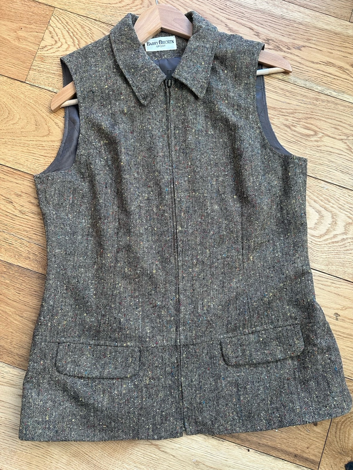 Barry Bricken Wool Silk mix Tweed Equestrian Blazer Vest Size 10 VTG