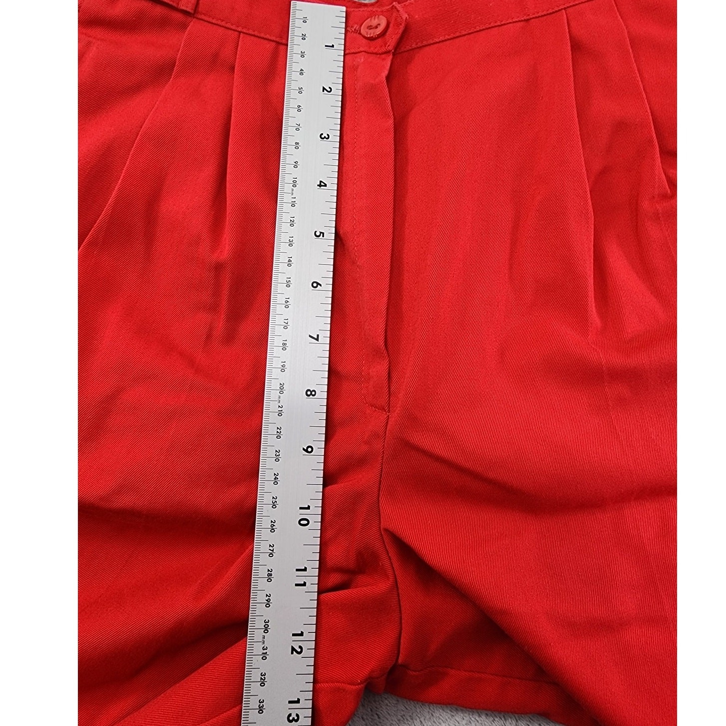 Vintage Personal Shorts Womens XS Red High Rise Pleated Buckle Waist Preppy