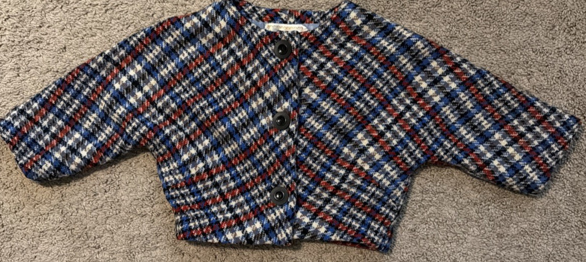 Vintage 1960s Handmade Wool Tweed Skirt Suit Set XXS 00 Cropped Boxy Jacket