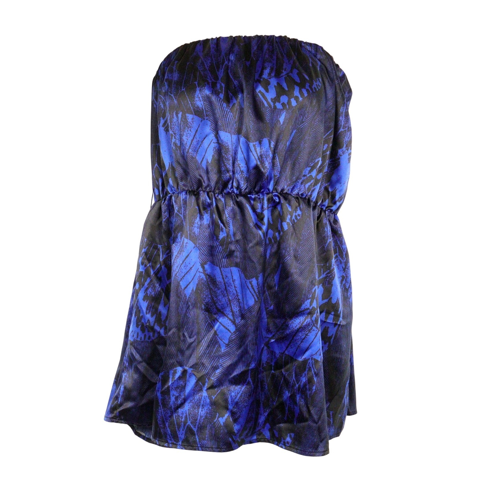 Vintage Torrid Strapless Dress Tube Abstract Print Elastic Waist Blue Women 1