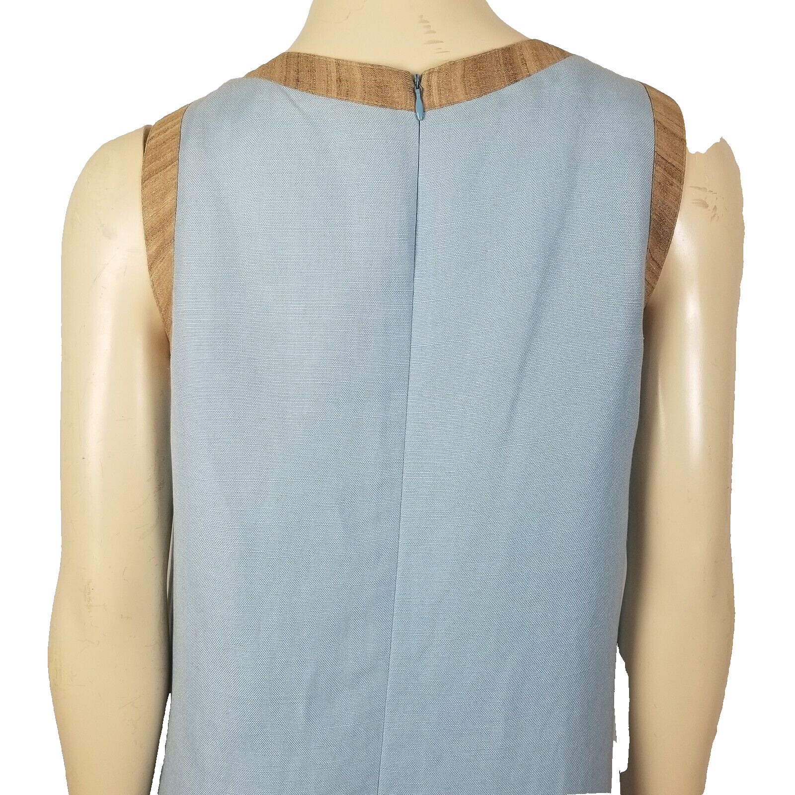 Vintage Geary Roark sleeveless blue and brown shift dress size S