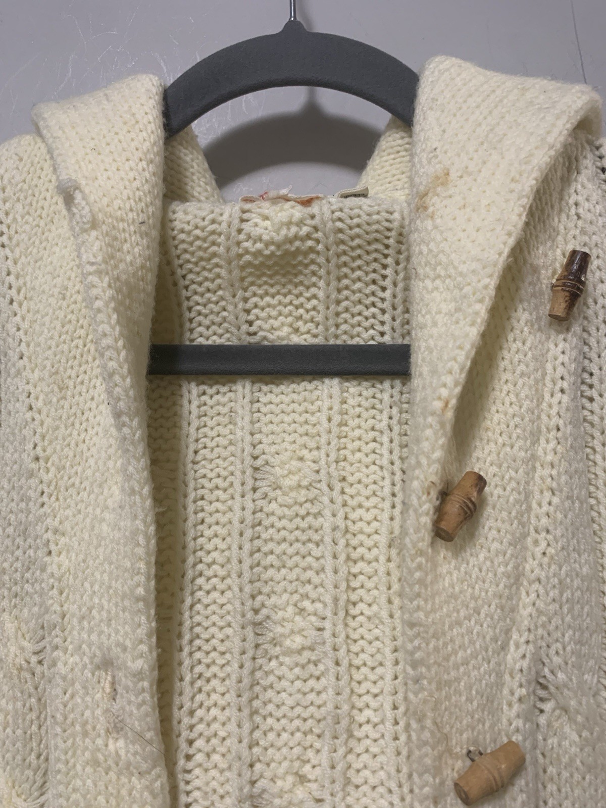 Vintage 70s Fine Quality Sweaters Cardigan Sweater Medium Women Cream Cable Knit