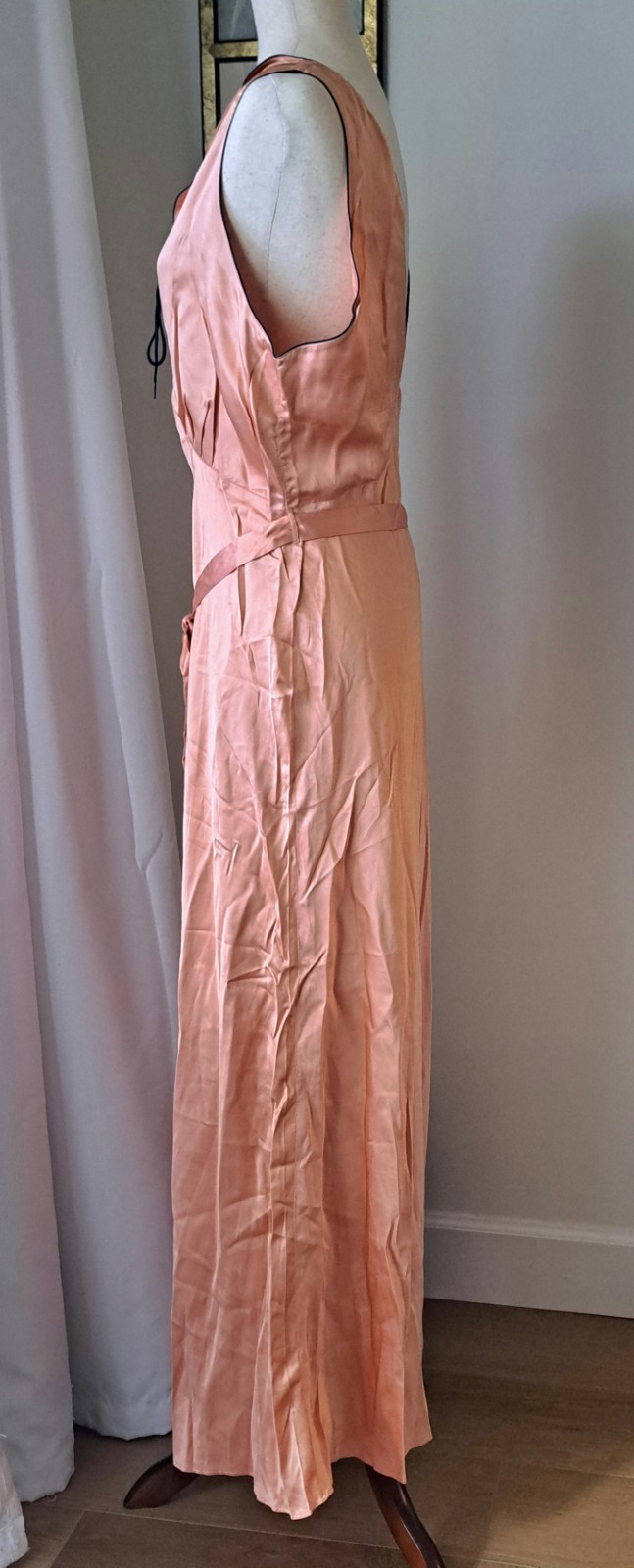 Vintage Barbizon 1930s/40s Peach Bias Cut Gown Silk & Rayon Satin Seraphim Sz 40