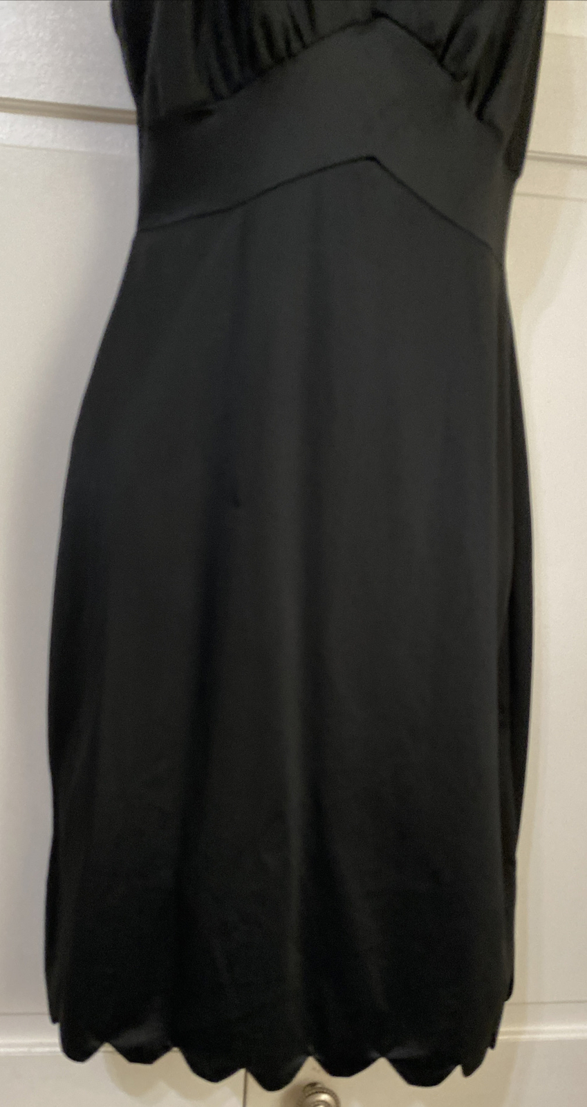 Vintage ARISTOCRAFT Nylon Black Full Slip w/ Scalloped Hem Size 34 Short