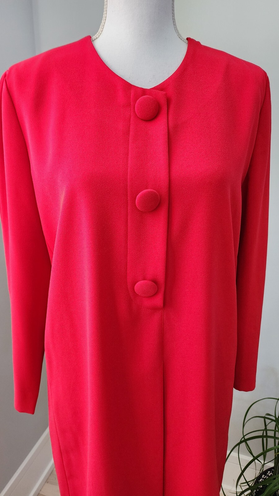 Vintage 1990s Rena Rowan for Saville Red 3/4 Sleeve Sheath Dress Size 10