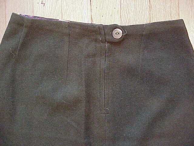 VTG 60s A-Line Skirt in Olive Green Bonded Fabric size 27″ waist Sears?