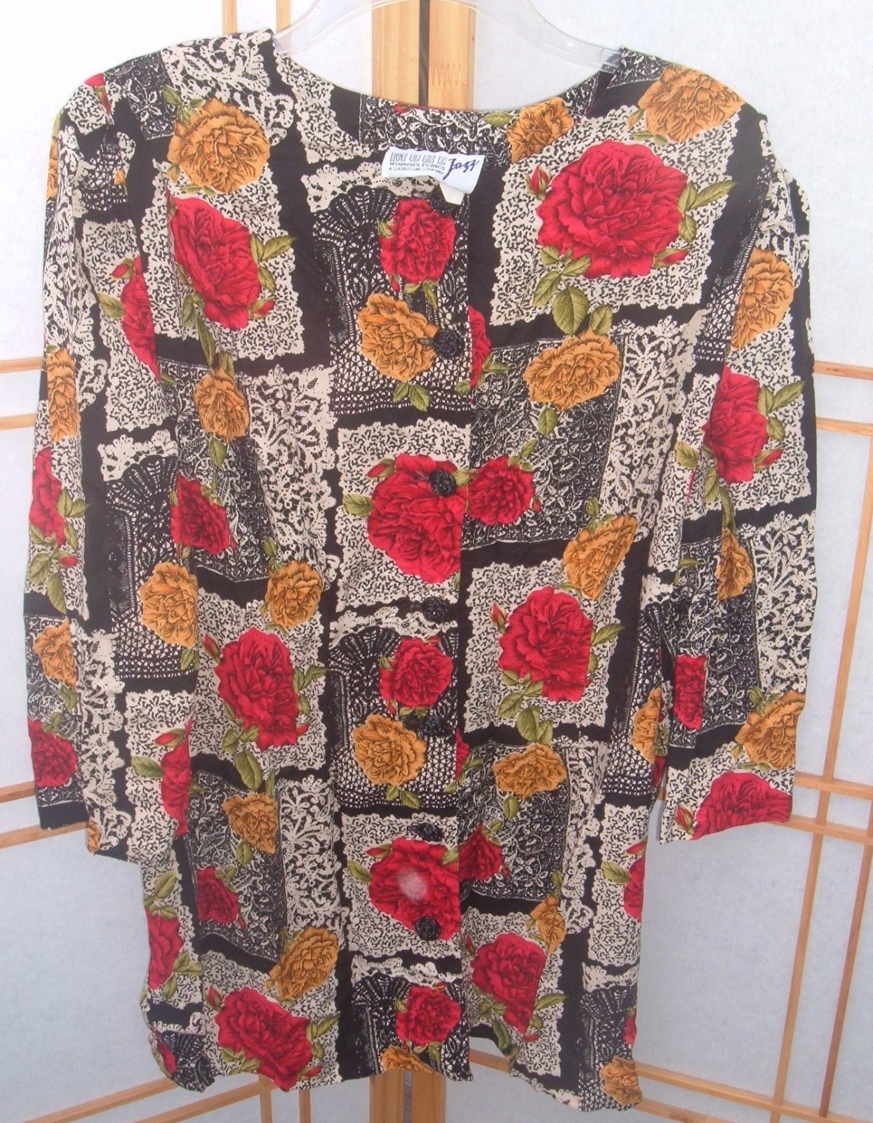 Vintage Top More Jazz A Chorus Line Co floral Tunic blouse Artsy Cottagecore 16