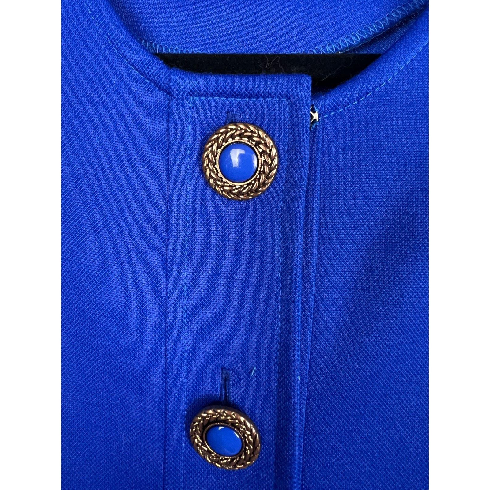 Brownstone Studio Knit Shift Dress Vintage Mod Professional Blue Polyester 14
