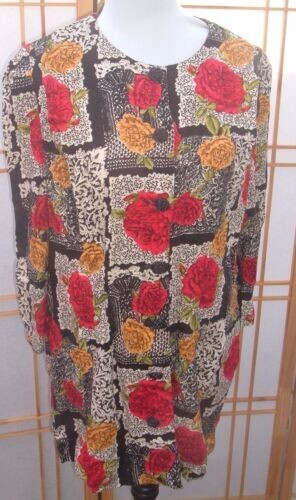 Vintage Top More Jazz A Chorus Line Co floral Tunic blouse Artsy Cottagecore 16