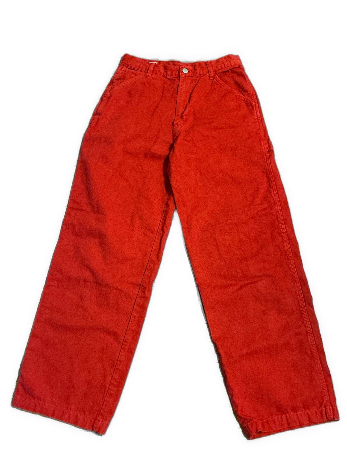 Fiorucci Vintage Safety Jeans Red Wide Leg Carpenter Y2K Large 68-78 Italy
