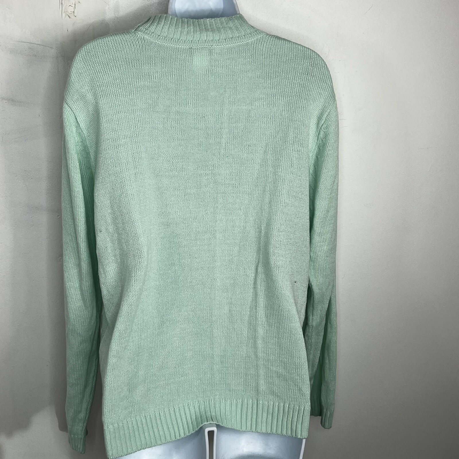 Salon Studio Womens Mockneck Sweater Sz XL Mint Green Knit Minimalist VINTAGE