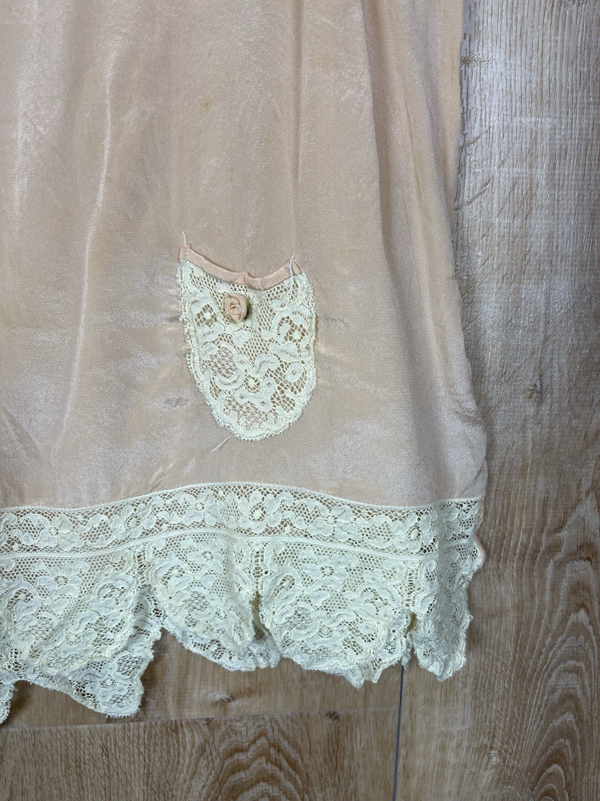 Vintage Art Deco Silk W Lace Slip Top Volup