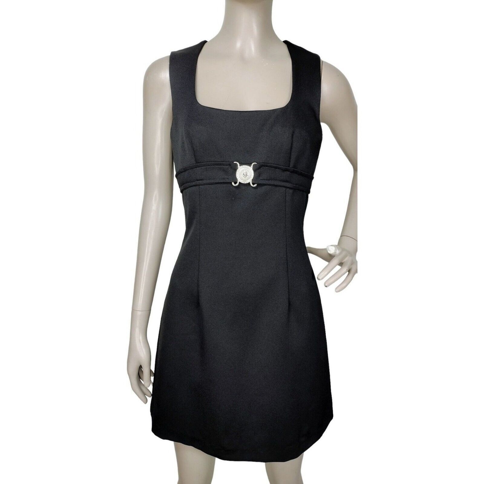Vintage 90s Y2K XOXO Lion Head Empire Waist A-Line Sleeveless Mini Dress XS/S