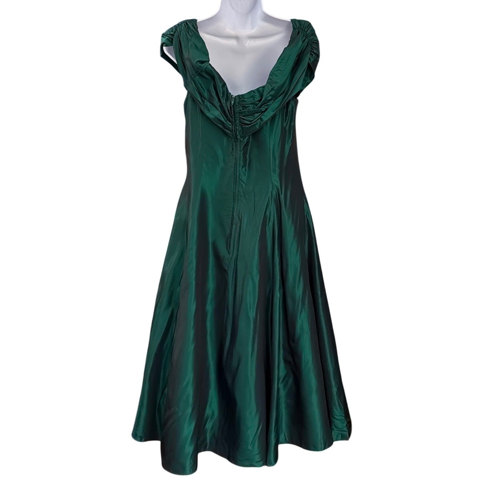 Vintage Karen Lucas for Niki Dress Emerald Green Gown Glamour Formal Rosette 14