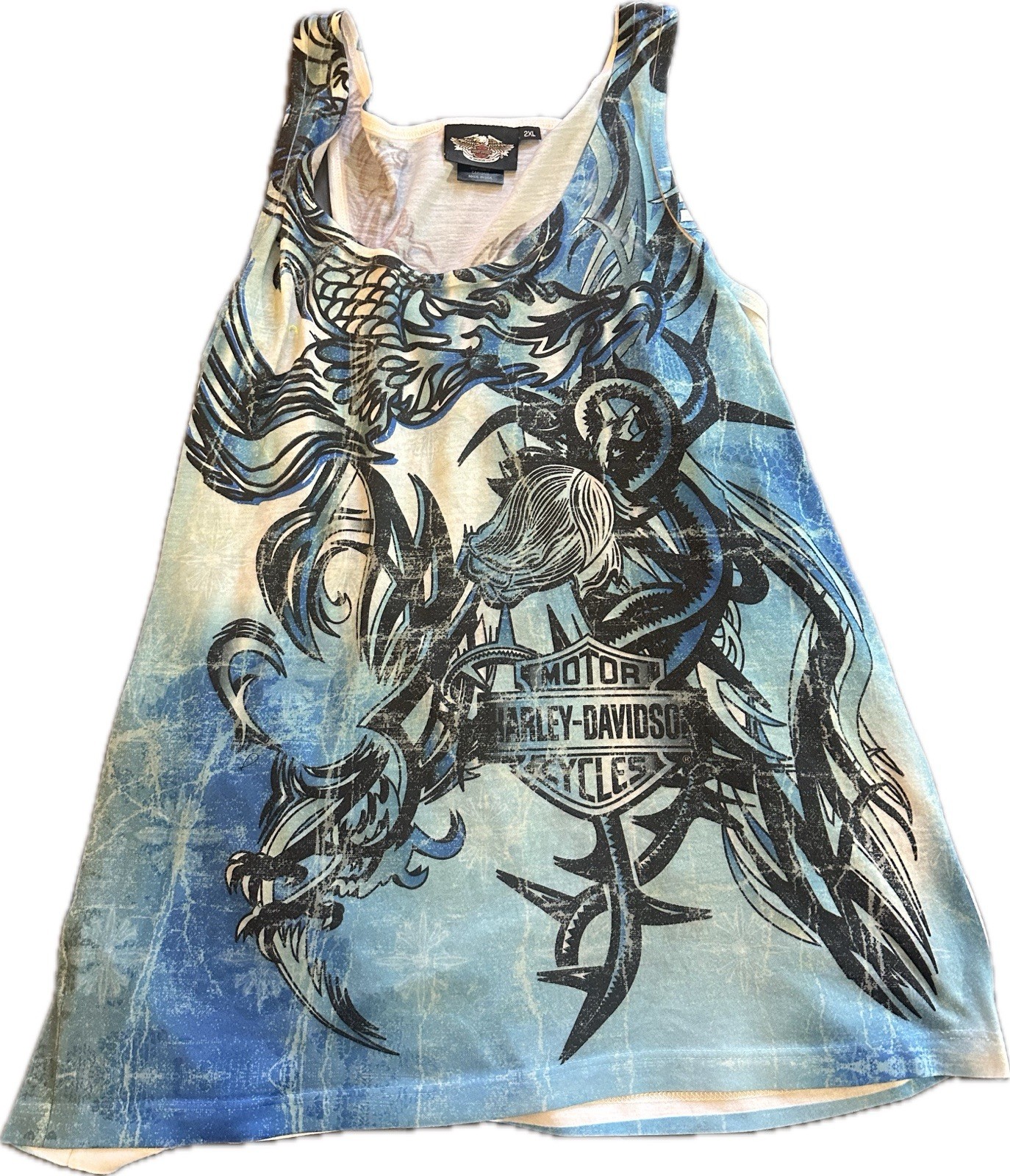 Harley Davidson Motorcycles Tribal Dragon Racer back Tank 2XL Vintage Women’s