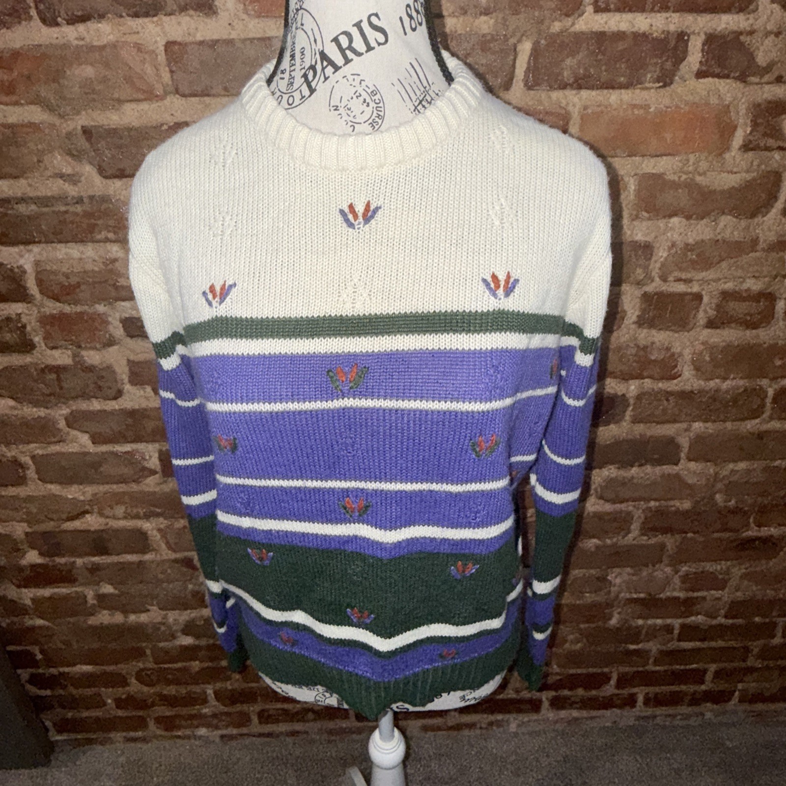 Vintage Country Suburban Womans Knit Sweater Grandma Sz L EUC Retro Old School
