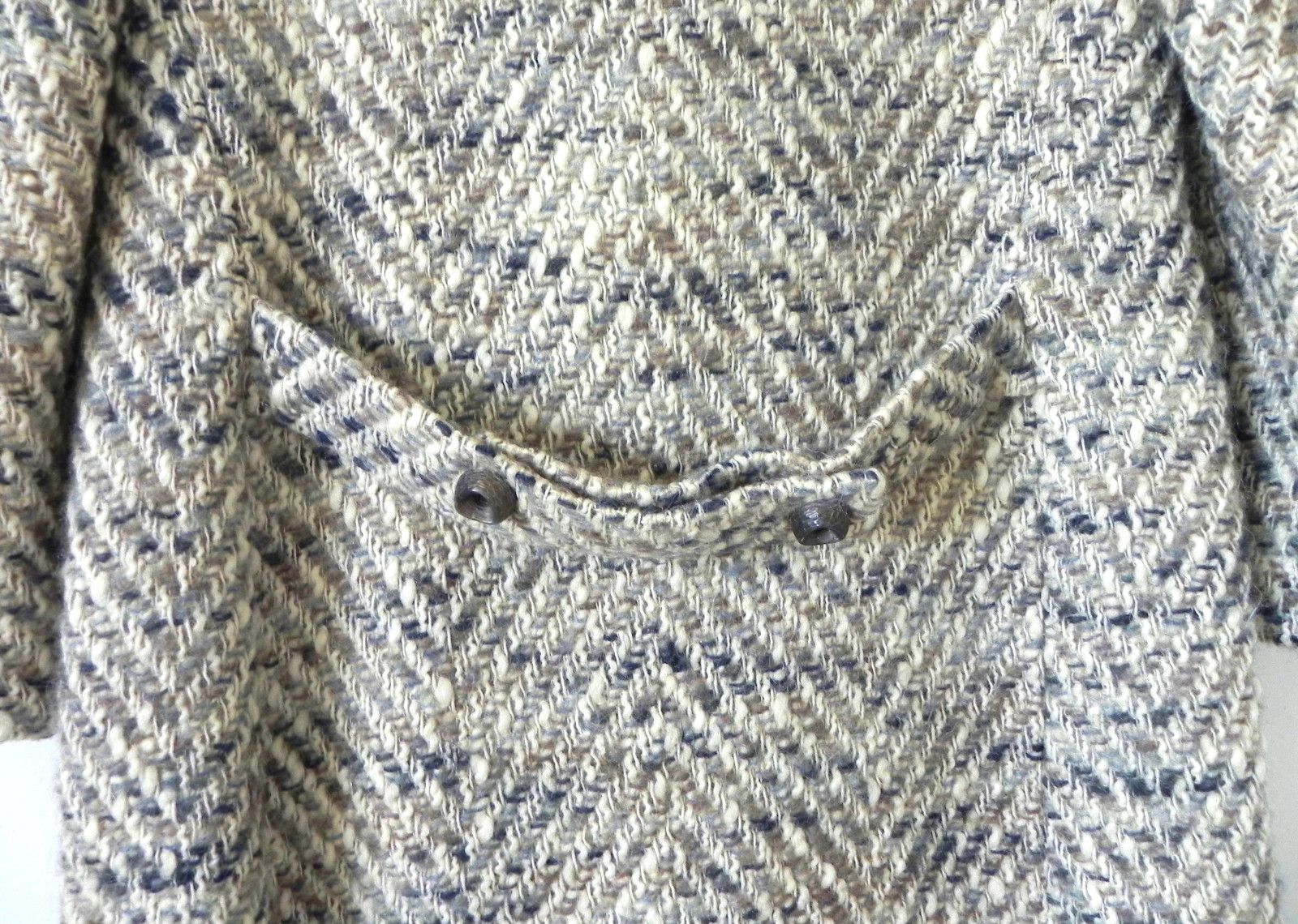 Vtg Kingsley Coat Double Breasted Heavy Woven Wool Pockets Size S