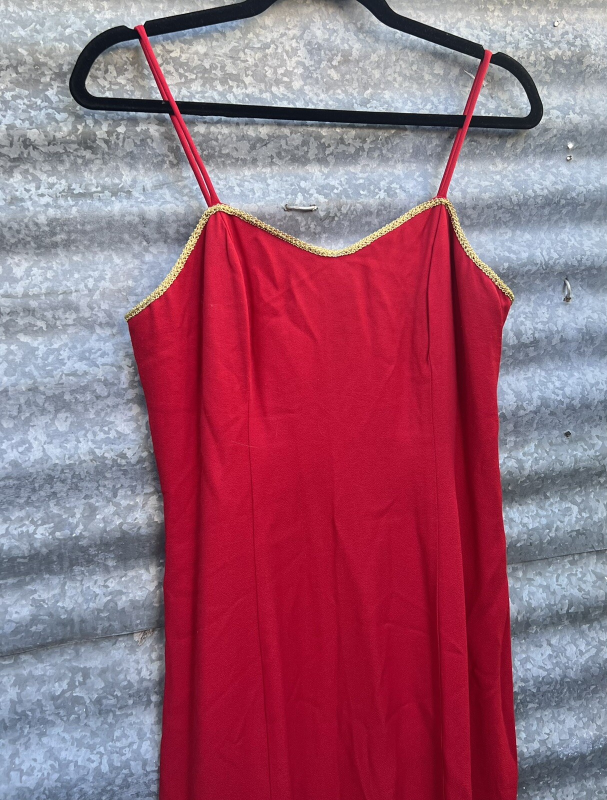 Vintage 90s Red Maxi Dress Circus Burlesque Old Hollywood Prom Moulin Rouge SZ10