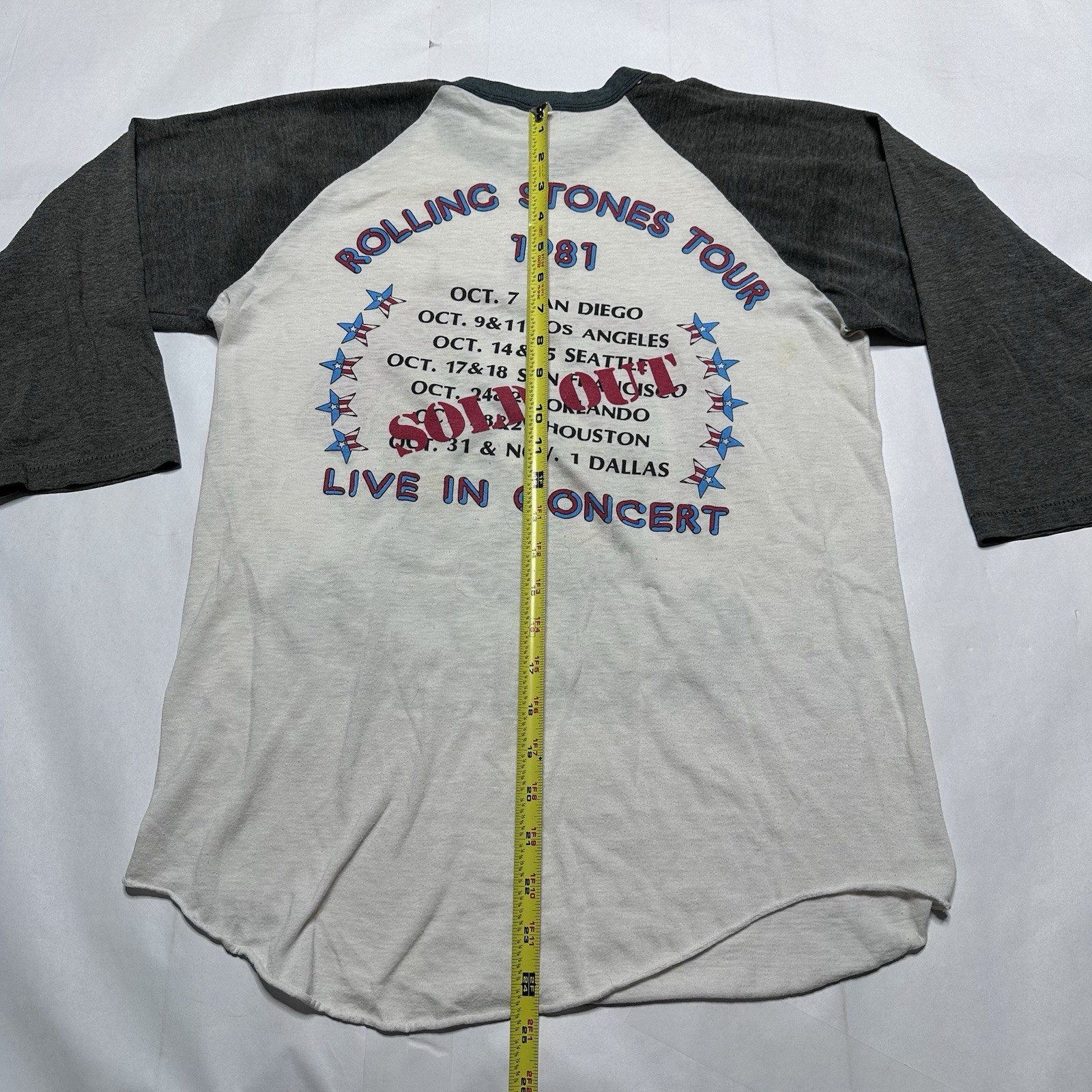 Vintage 1981 Rolling Stones Tour Baseball Shirt SOLD OUT Dragon Authentic Large