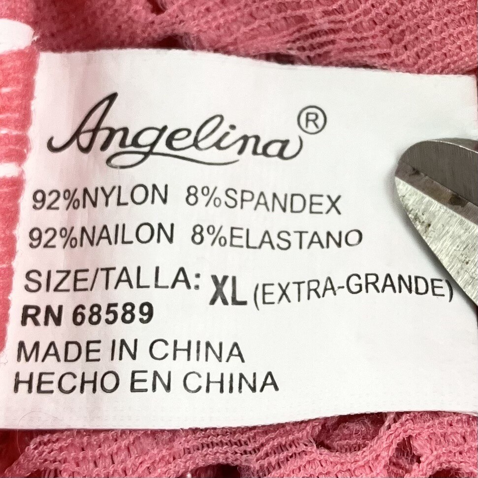 Angelina Panties Pink Daffodil Sheer Stretch Lace Bow Size XL Vintage