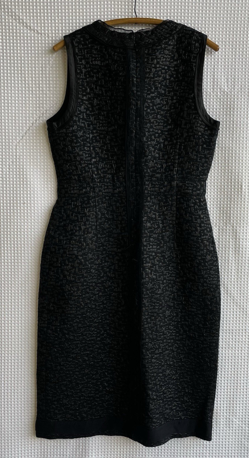 Prada Italian Tweed Lurex Sleeveless Sheath Dress Black IT 46