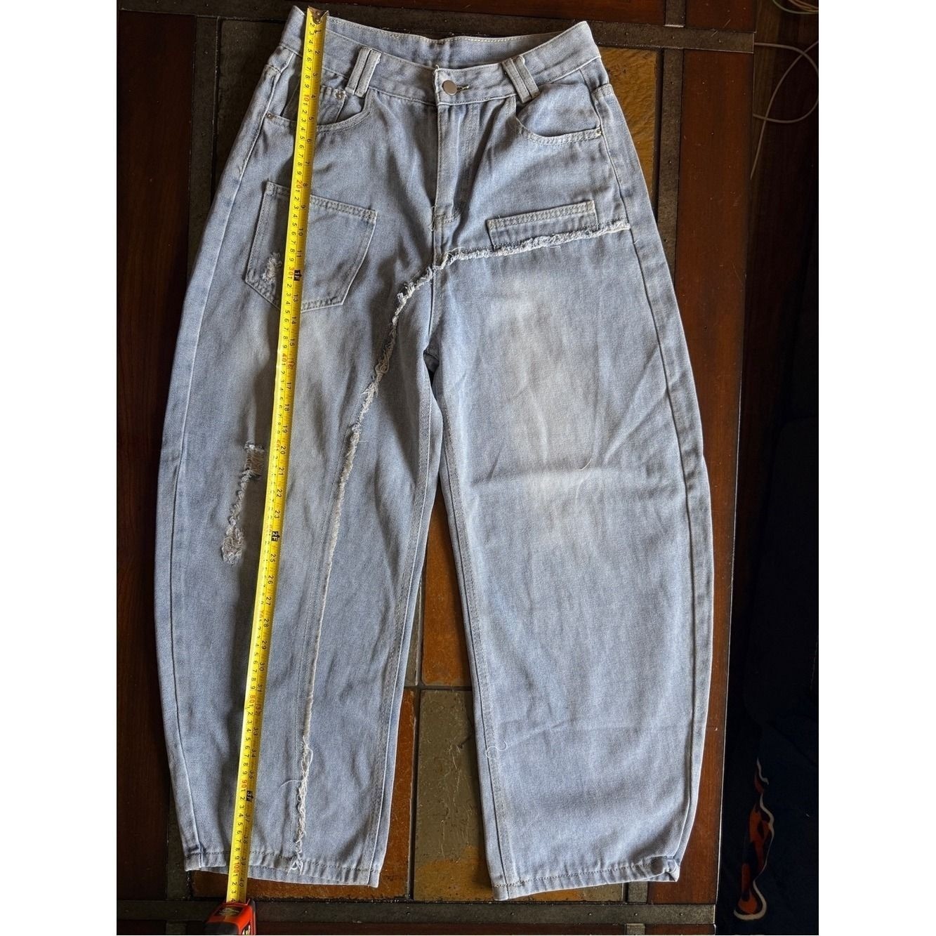 Denim brand large barrel Leg light washed flare jeans hippy boho Gore Corp