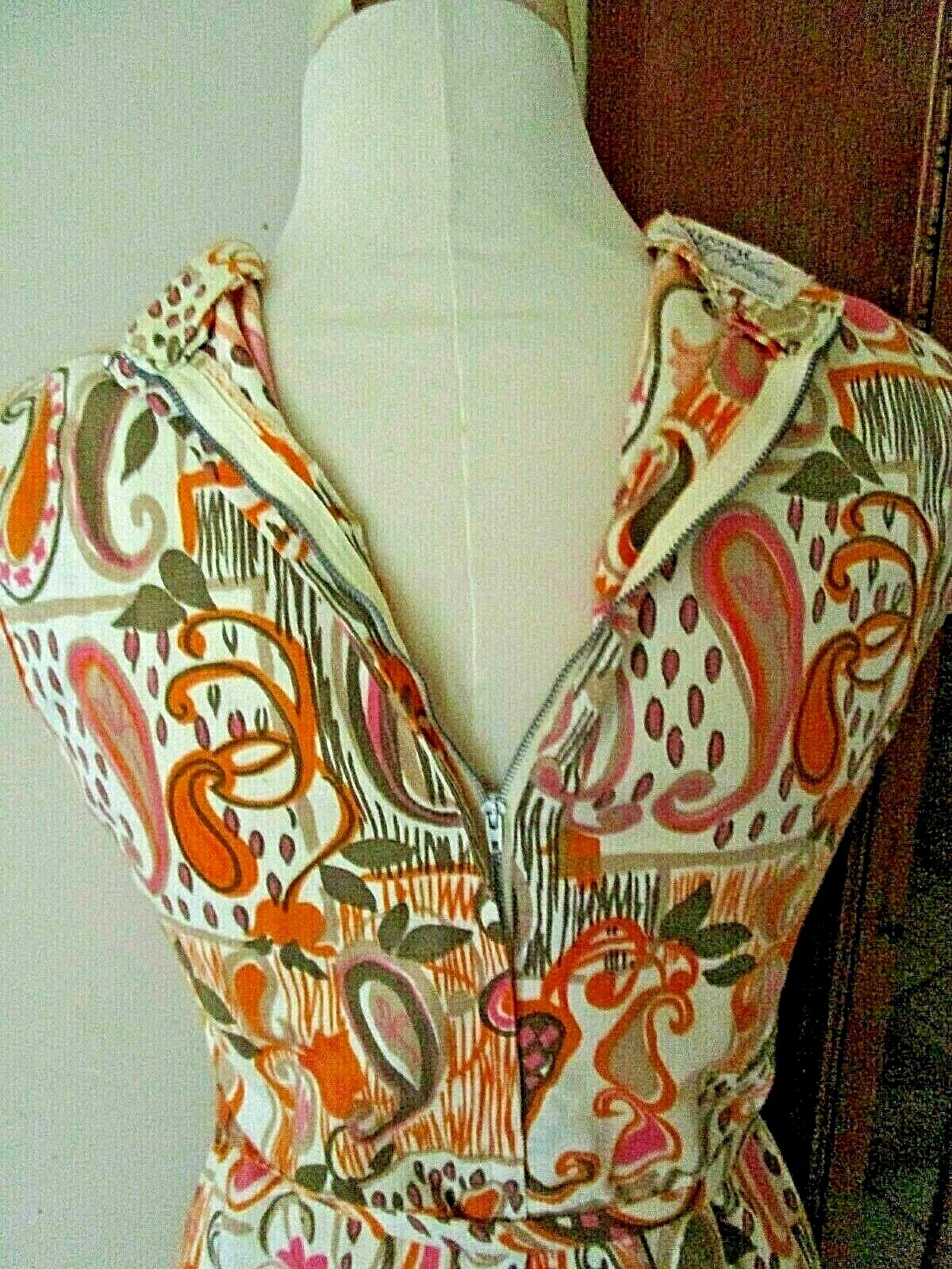 1960’S VINTAGE KIYOMI IOLANI OF HAWAII Shift + Belt WILD MCM PINK ORANGE PAISLEY