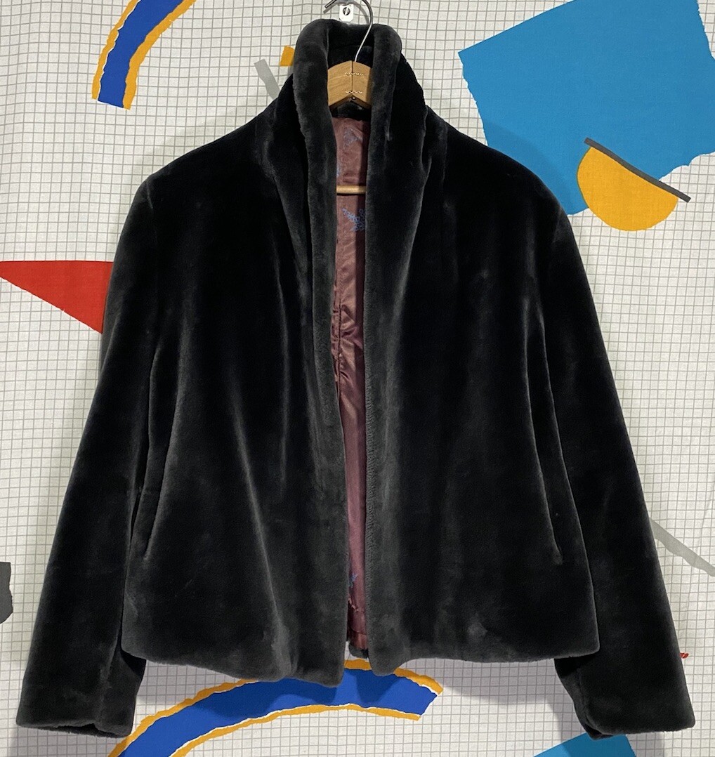 Vintage 60s Faux Fur Cropped Jacket Medium Mobwife Vegan La France Elba Dynel