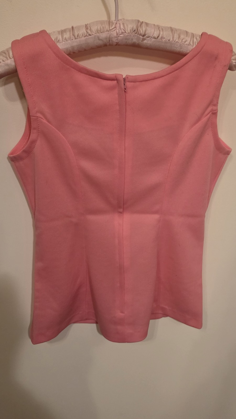 Vtg 70s Susie Q Of California Sleeveless Top Pink Polyester Knit Back Zipper S