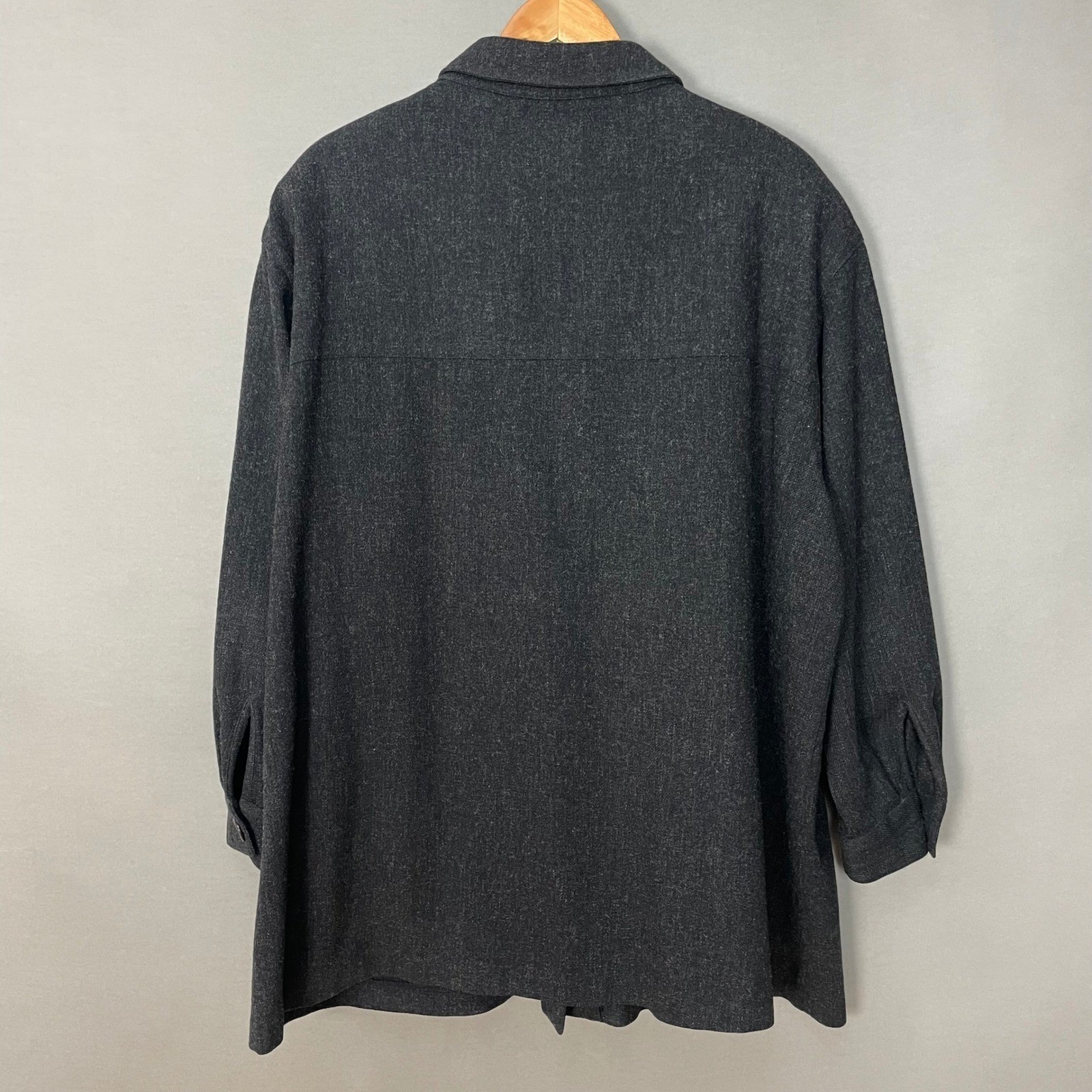 Vintage Nordstrom Top Merino Wool Patch Pockets Women 2X Charcoal Gray Neutral