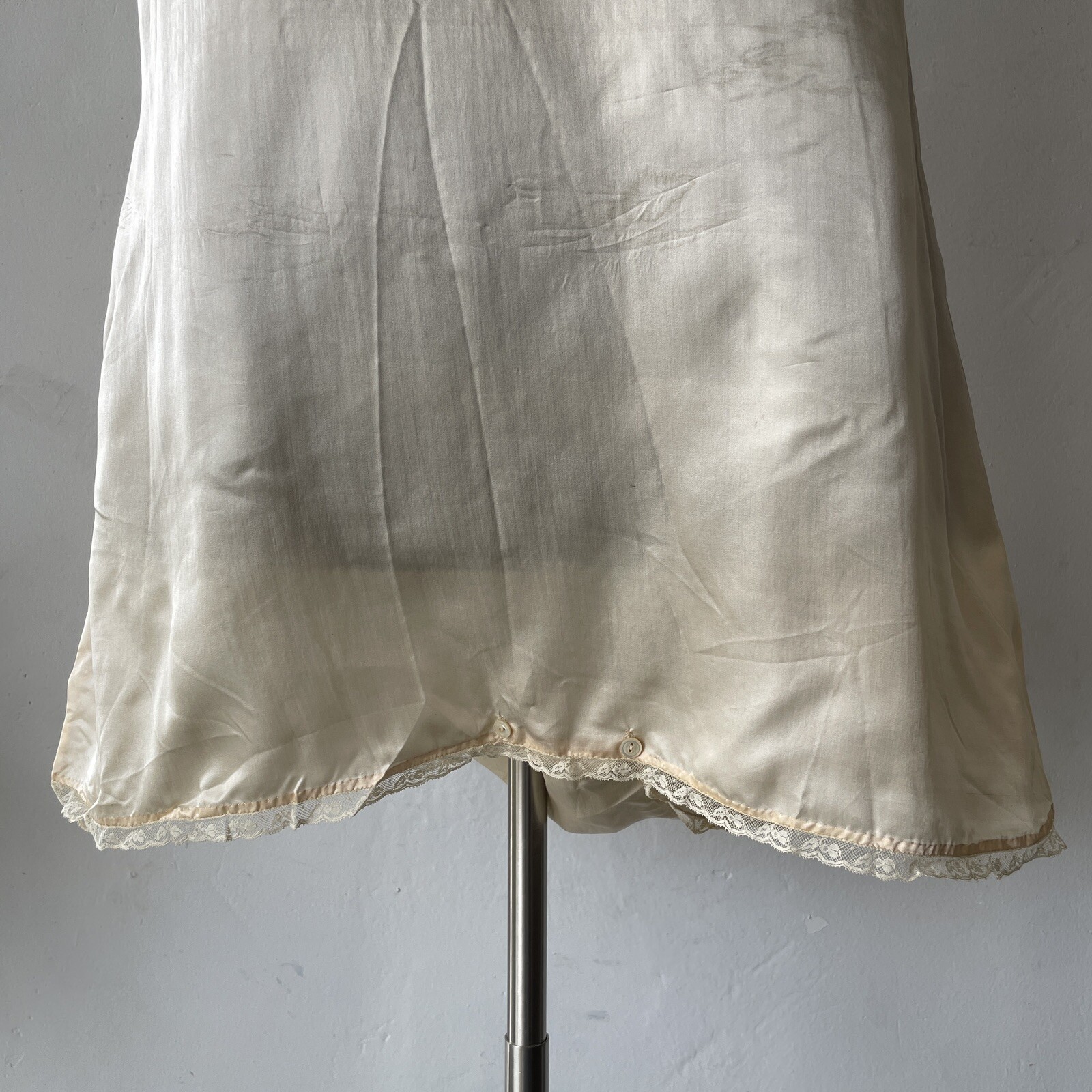 Antique VOLUP 1920s – 1930s Silk Step In Button Up Crotch Teddy Dress Slip XXL