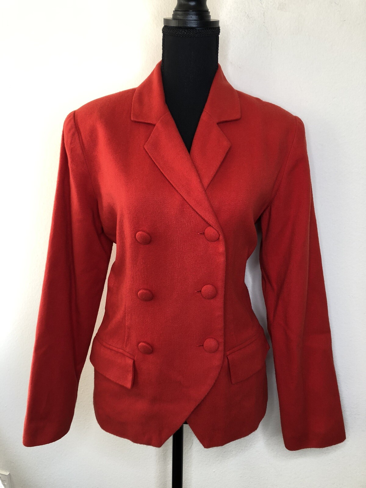 Vintage ’90s Red Double Breasted Military Style Blazer/Jacket Boutique Europa 6