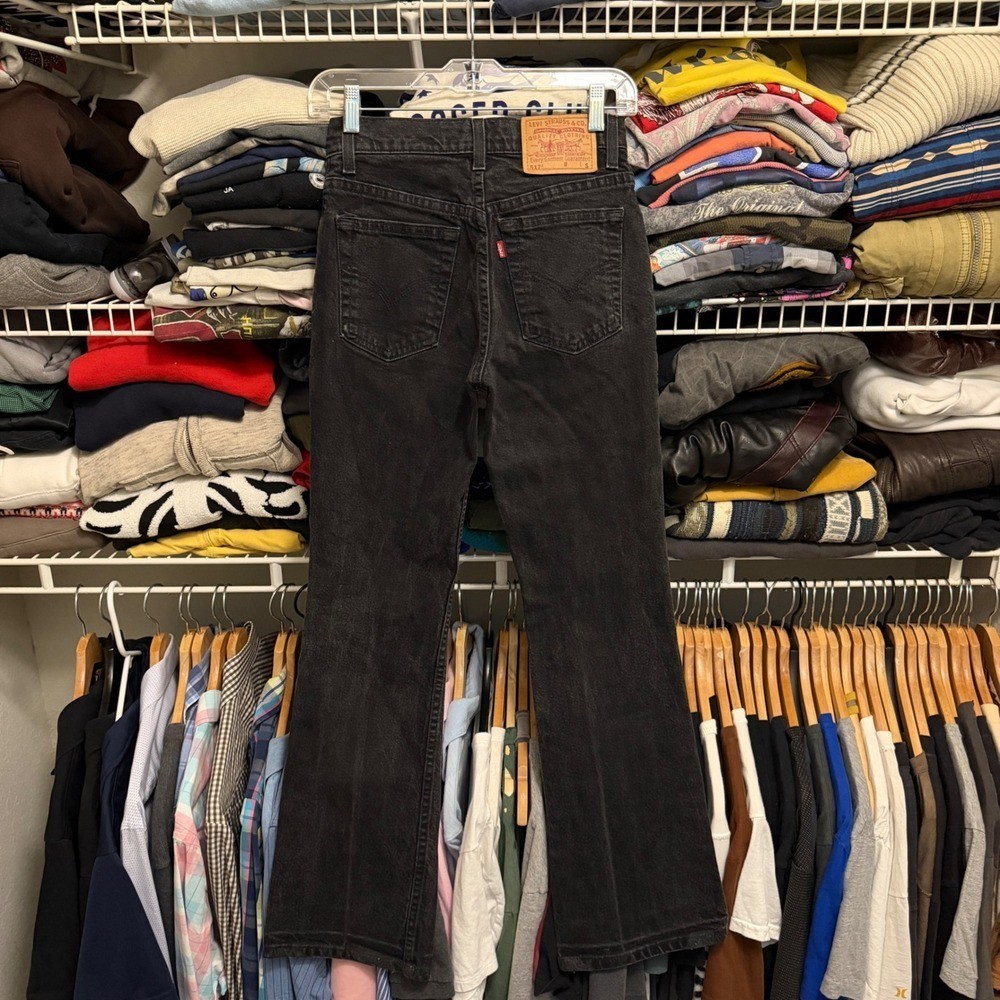 Vintage Levi’s 517 Boot Cut Junior Cut Jeans Womens 3 (26×30) Black USA Stretch