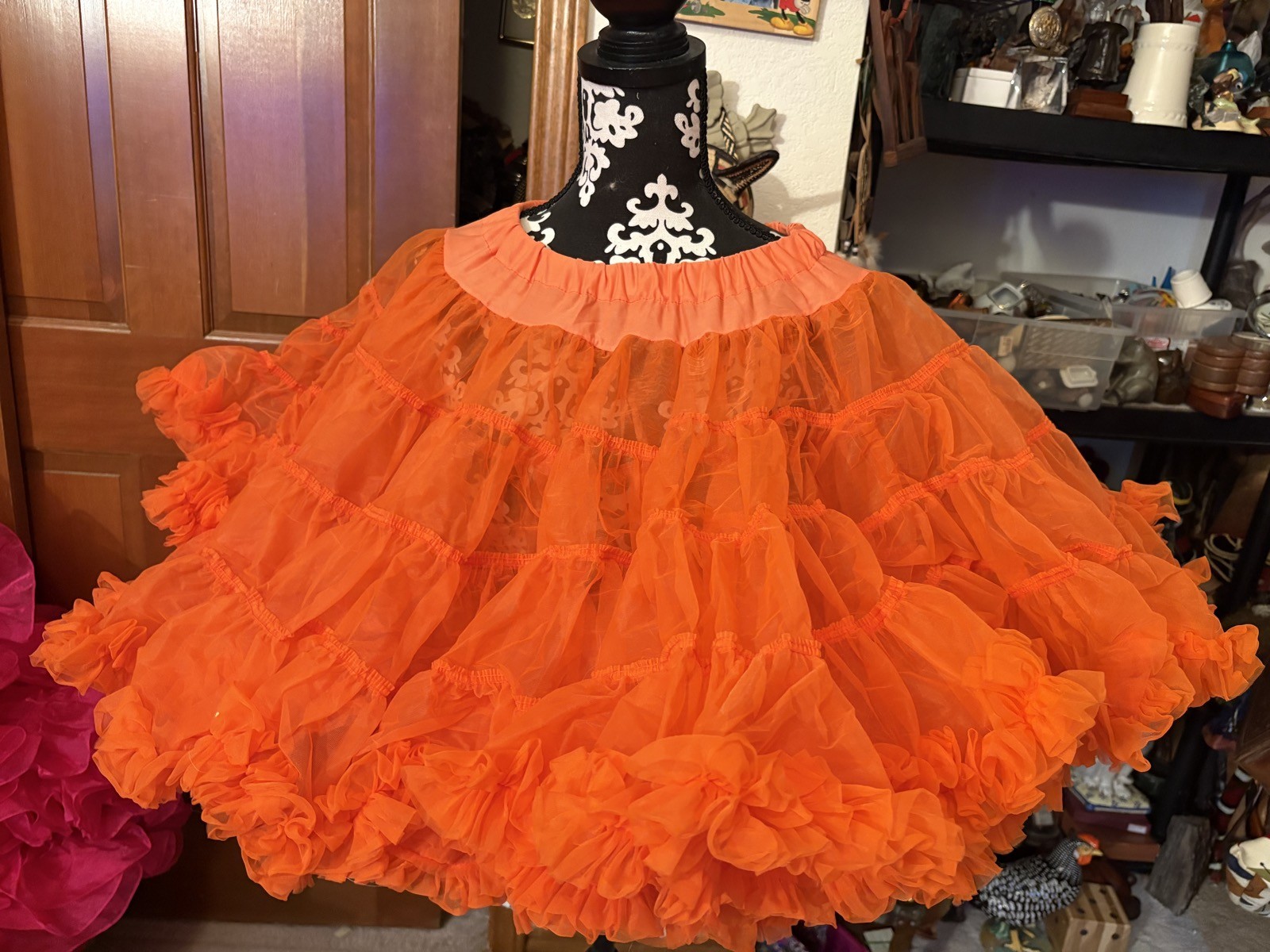 Vtg Great American Square Dancing Co Red/Orange Petticoat S Rockabilly