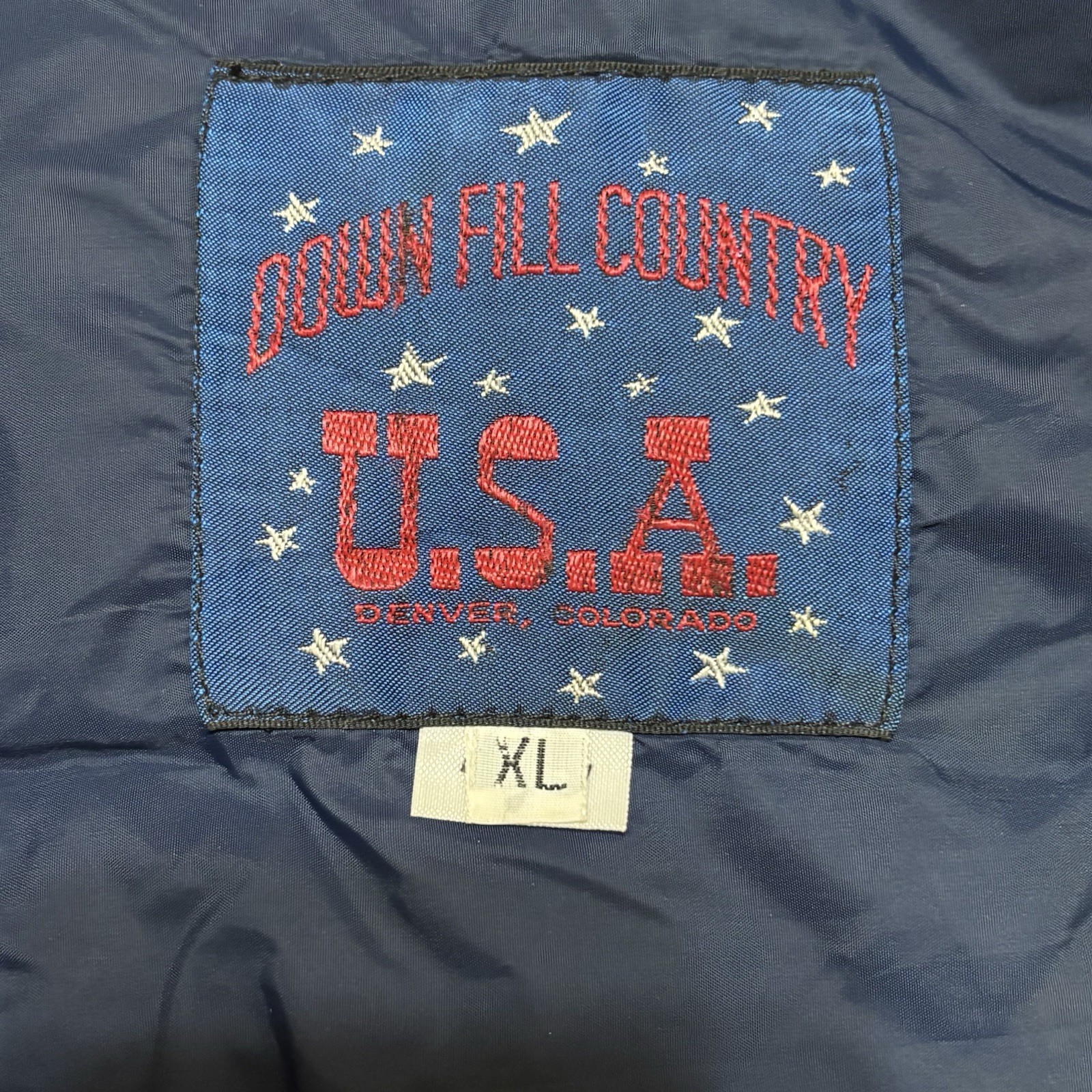 Down Filled Country USA vintage Zip Puffer Jacket blue Women’s XL