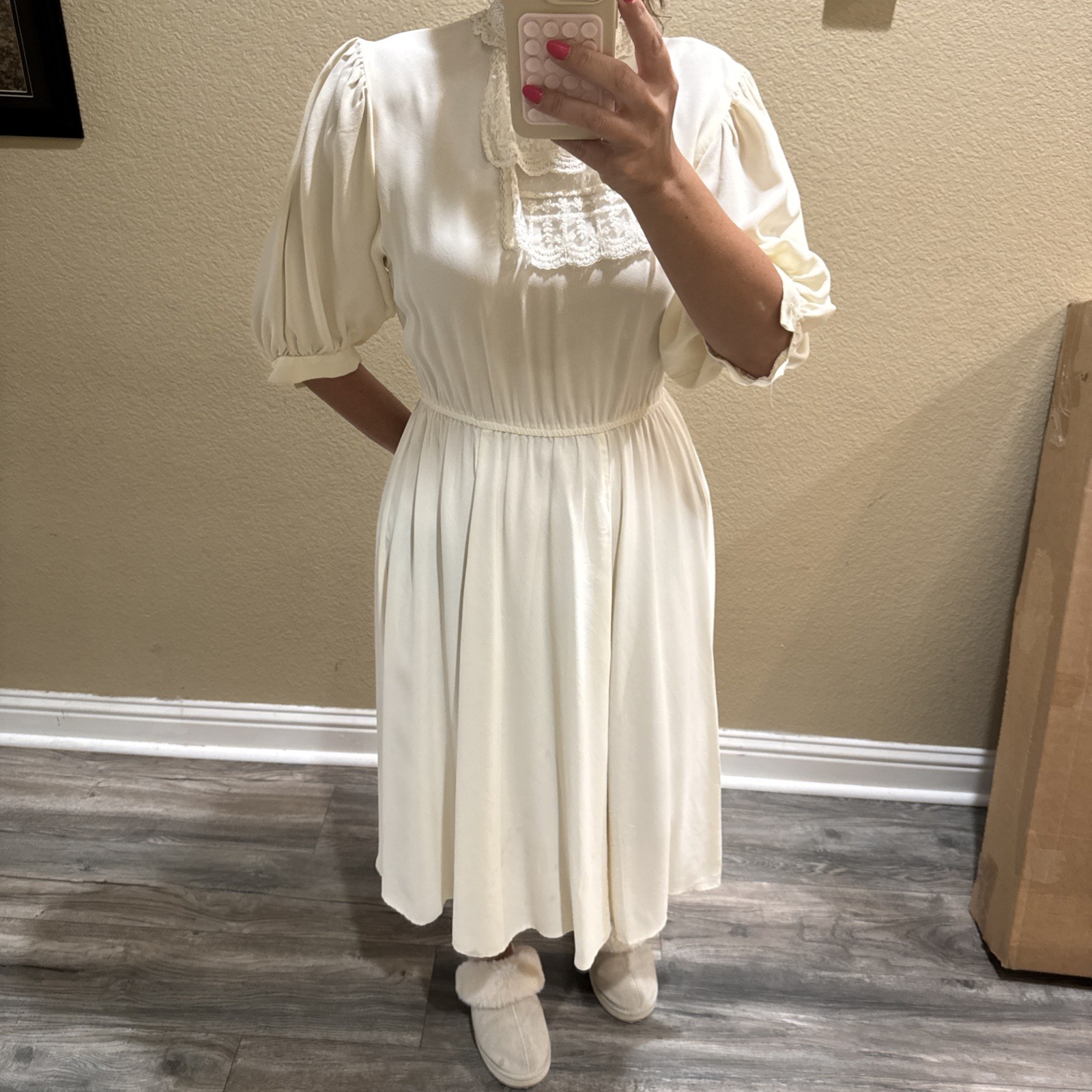 VTG Scott McClintock Dress 5/6 Lace 80s Victorian Cottagecore Tea Party Cream