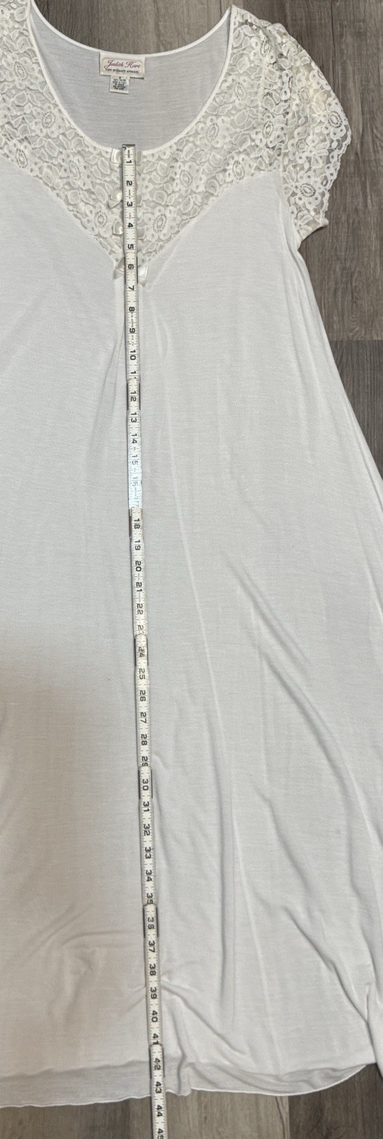 Vintage Judith Hart Short Sleeve Cotton Maxi Nightgown Lace Sz S Made In Italy
