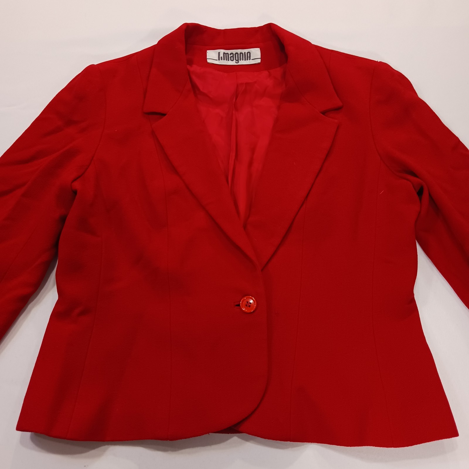 Vintage I. Magnin David Hayes Women’s Red 100% Pure Wool Blazer Jacket Size 14