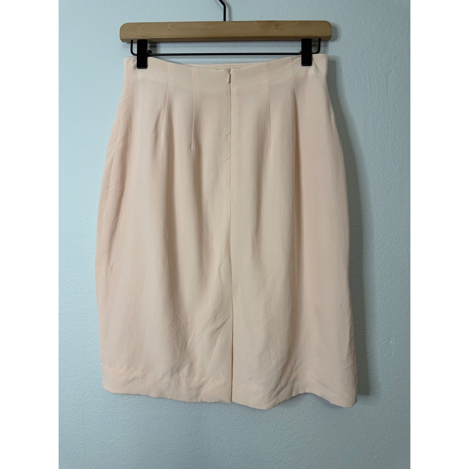 Vintage Chaus – Silk Blush Pink Petite Pencil Skirt Feminine Classic Old Money
