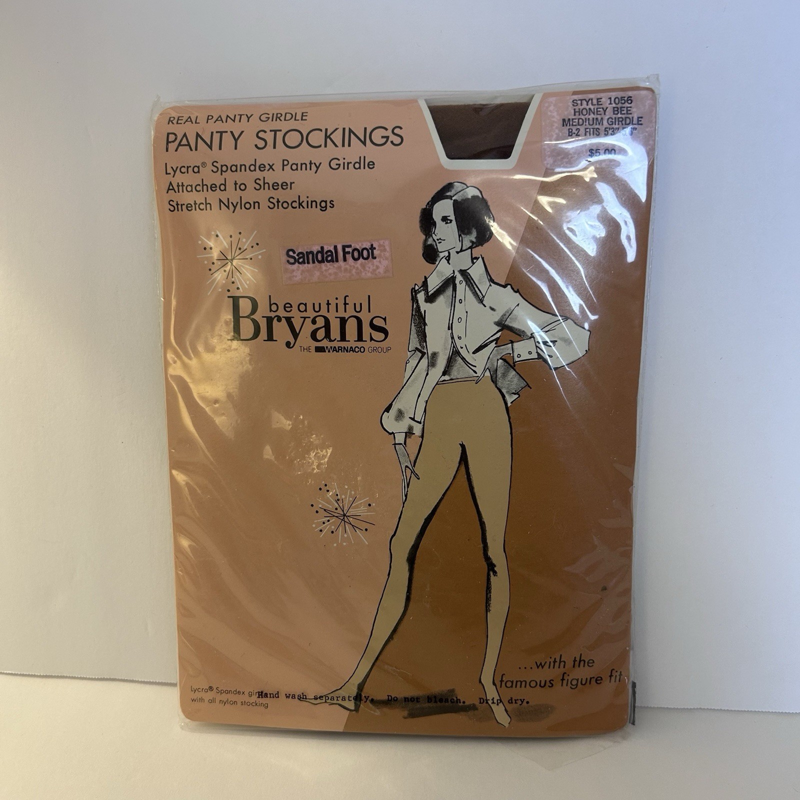 Beautiful Bryans Nylons Pantyhose Vintage Honey Bee 1960s Sheer Girdle