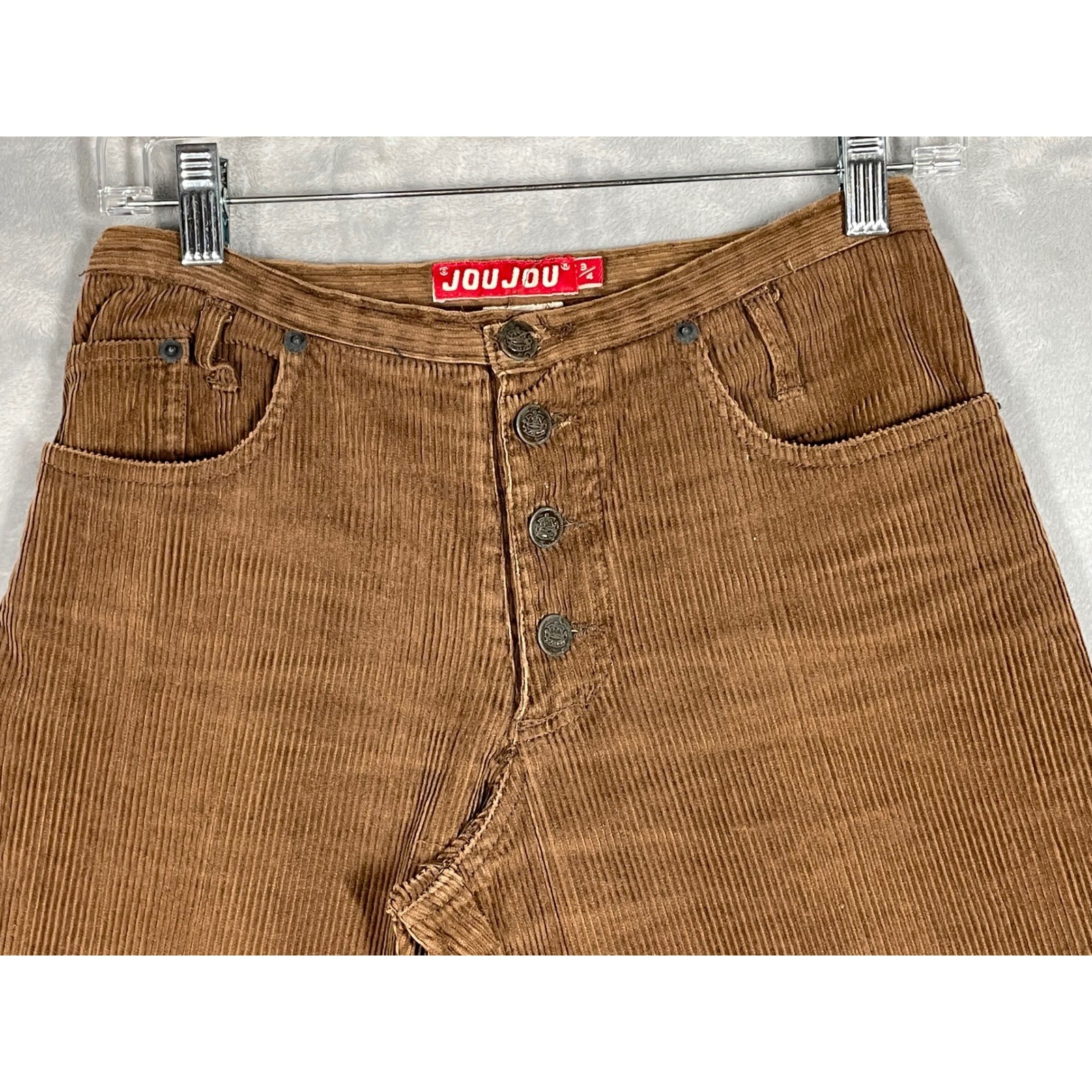 Vintage Joujou Brown Wide Wale Corduroy Button Fly Straight Leg Pants 3/4 52-274
