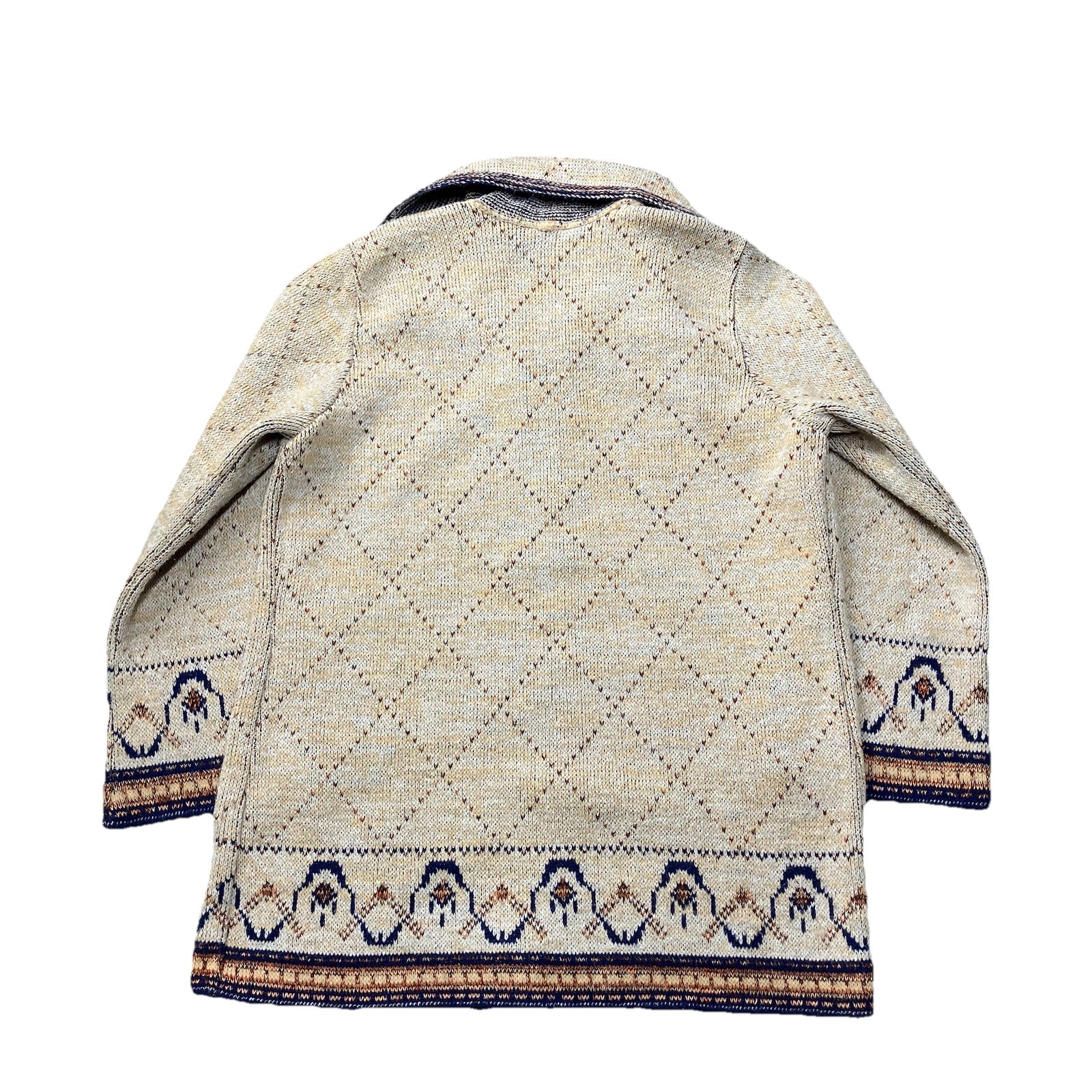 Vintage 70s Open Front Boho Cardigan Long Thick Sweater Sabra Wintuk M