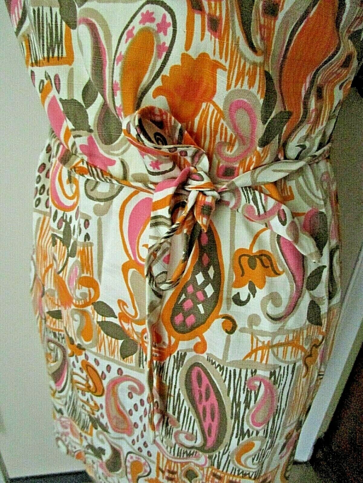1960’S VINTAGE KIYOMI IOLANI OF HAWAII Shift + Belt WILD MCM PINK ORANGE PAISLEY